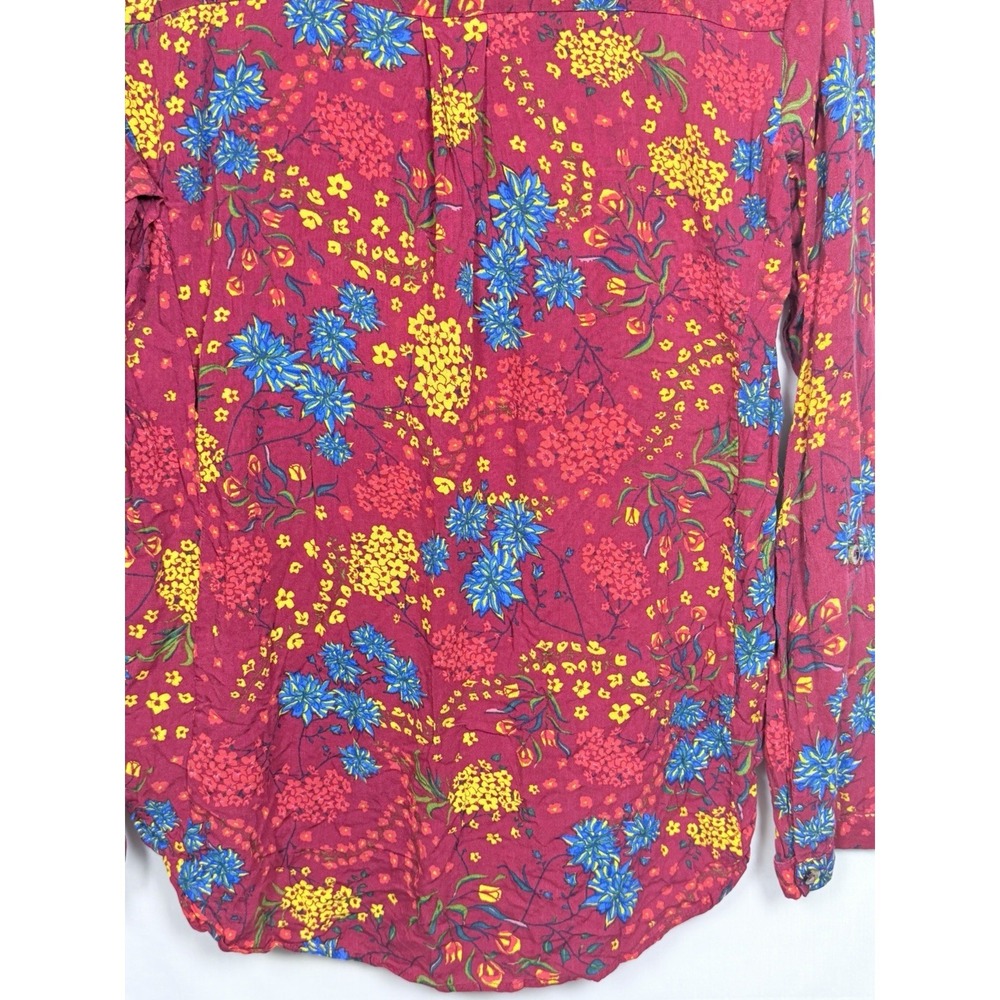 Maeve Anthropologie Blouse Womens M Pink Floral Boho Viscose Button Peasant Top - Picture 12 of 13